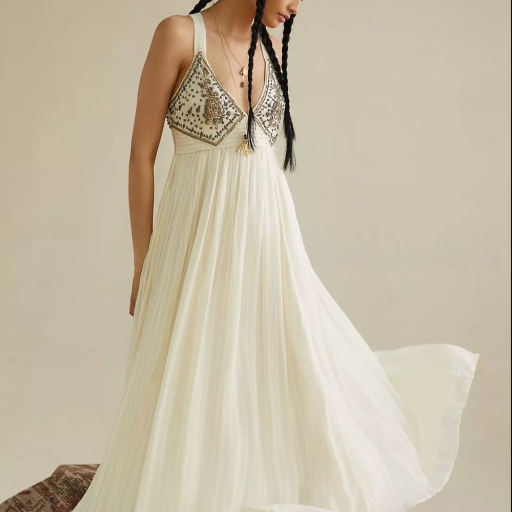 Ranna Gill for Anthropologie Zvezda Embellished Maxi Dress Size Small